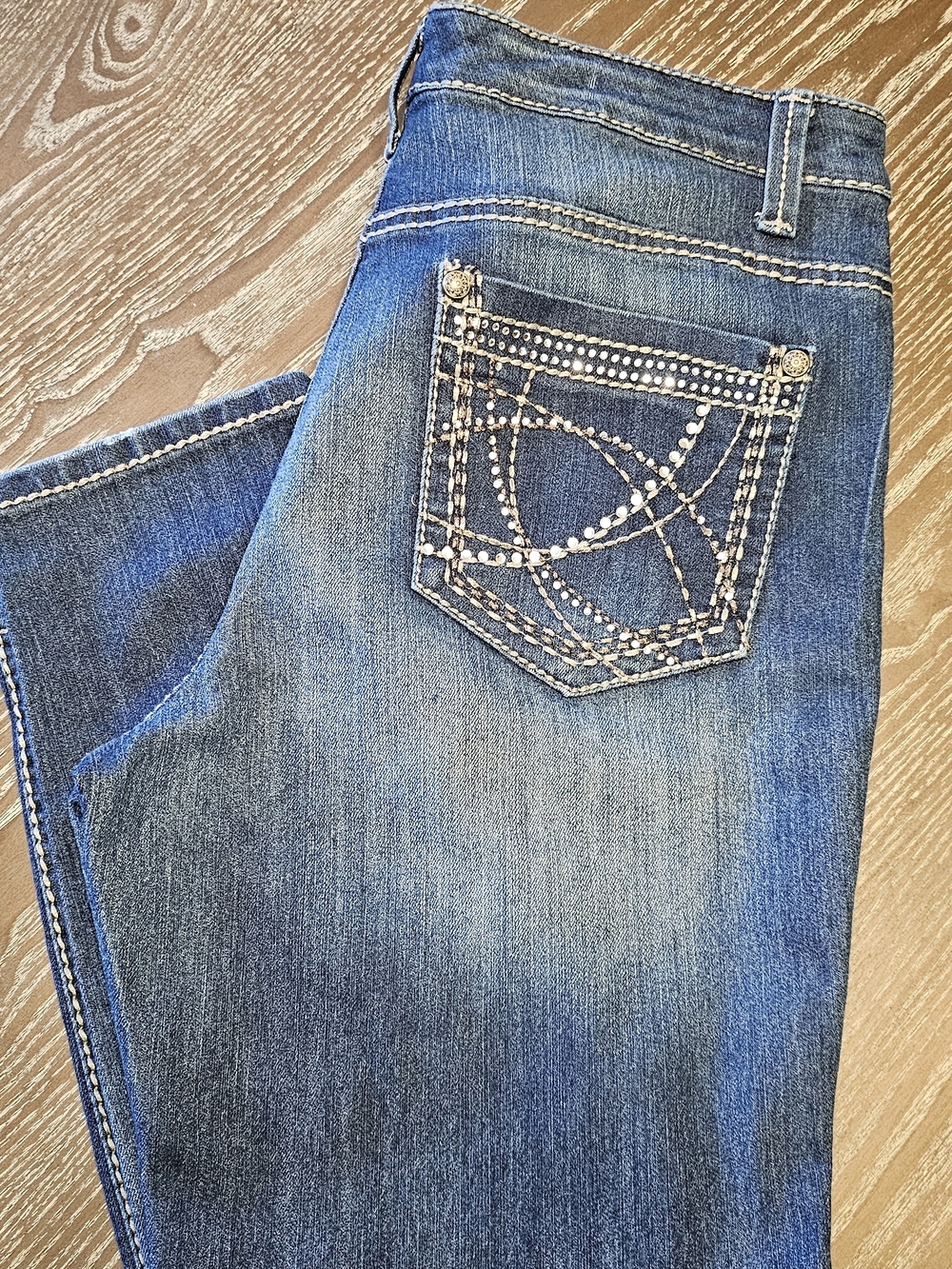 Nine West Blue Bootcut Jeans with Embellished Back Pocket